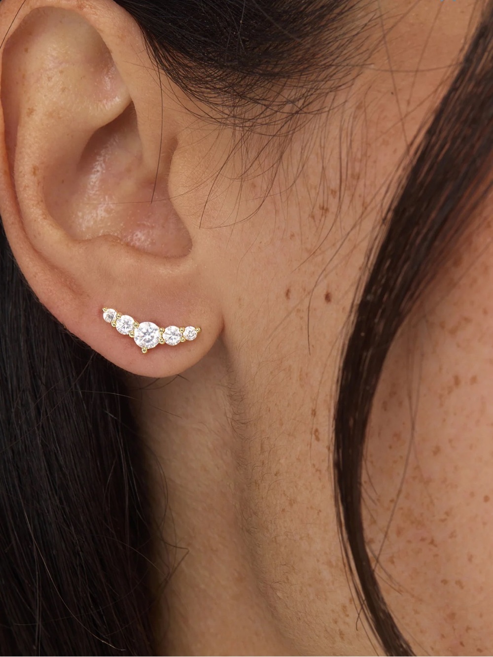 Melinda Maria Radiant Studs Gold Ear Climber with White Stones